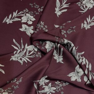 ART.1001- SATIN MANO SETA BURGUNDY FLOWERS